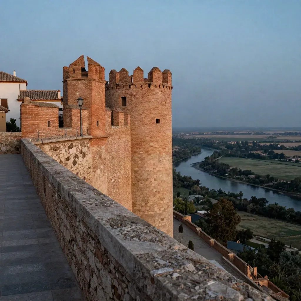 Mirador sobre el Corredor del Henares al atardecer, con torres de Alcalá y valle brumoso.